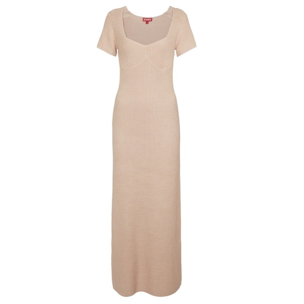Staud Carmen ribbed-knit midi dress classic money boho Y2K 90s minimalist sz S